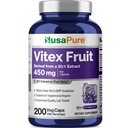 NusaPure Vitex Chasteberry Fruit 20: 1 Ekstrak, 450 mg Equivalen 9.000 mg 200 Vegan Capsules - Non-GMO, Vegan Dietary Supplemen