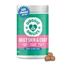 Doggie Dailies Skin & Coat Supplement, Salmon Oil for Dogs Skin and Coat with Collagen, Omega 3, Krill Oil, Biotin, & Coconut Oil for Dogs (Salmon) 225 Soft Chews