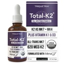 Total K2 ® 124; Vitamin K2 sebagai MK7 & MK4 124; Plus K1 & Vitamin D3 Cofactor - 620 mcg K2 per Serving - All- Trans MK7 dari MenaQ7 Islam - Full-Spectrum Vitamin K - Vegan, Seracaned (Liquid 1 oz)