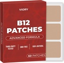 VIORY B12 Patch (Kemasan 60) - 100% Patch Alami bagi Perempuan dan Pria - Dipecat, Energi, Fokus & Dukungan Tubuh - Diaktifkan Formula