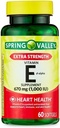 Lembah Spring Generik Vitamin E Extra Kekuatan Vitamin E D-Alpha Lembah Spring Softgels, 670 mg (1,000 IU), 60 Count