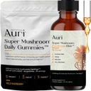 Auri Energy & Imune Boost Pack Super Mushroom Daily Gummies Cordyceps Elixir Bundle - Daily Wellness for Focus, Stamina, dan Umur-panjang - 60 Gummies + 60ml Tincture
