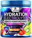 Hydration Electrolite Powder 1200mg - Daily Liquid Replenisher Minum Mix - Electrolite Multiplier dengan Mineral, Potusium & Real Salt, Keto, Non- GMO - Tasty Fruit Flavor Electrolytes - 60 Services