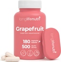 Ekstrak Benih Grapefruit 500mg - Tersebar dari Citrus Paradissis, 180 Vegetarian Capsules, Persediaan Naringin Organik untuk Energi Harian & Keseimbangan, Suppply 6- Bulan, GMP Disertifikasi, Dibuat di USA