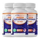 Vitamatic Melonatin 60 mg Fast Dissolve Tablet - 60 Vegan Natural Berry Flavor Tablet - Non-Habit Forming - Non-GMO, Gluten Free (3 Botol)