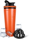 Ice Shaker Insulated Stainless Steel Shaker Bottle 124z, Orange Oranye 124; Cold for 30 + Hours 14; Insulated Cup with Twist- on Agator 124; Odor- Free Bottle for Protein Shakes, Water, Smoothies, Cocktails