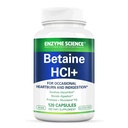 Enzyme Science Betaine HCI with Pepsin - Supplement for Low Stodach Acid - Betaine Hydrochloride Suplemen - Enzimas Digestivas - 120 Capsules