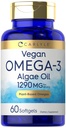 Carlyle Vegan Omega 3 Suplemen 124; 1290 mg 124; 60 Softgeels 124; Tanaman berbasis 124; Non-GMO & Gluten Free 124; dari Algae Oil