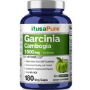 NusaPure Garcinia Cambogia 180 Veggie Capsules 1500mg (Vegetarian, Non- GMO, Vegan)
