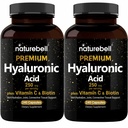 NatureBell 2 Pack Plant Based Hyaluronic Acids 250mg with 25mg Vitamin C & Biotin 5000mcg, 480 Total Capsules 124; Escies for Hair Growth, Gabungan Dukungan, & Hydrating Skin 126; Non-GMO