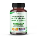 All-in-1 Wormwood Black Walnut Whole Cloves Ginger - Support Liver Health & Aids Ditrable - Made in The USA -150 Capsules