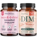 Suplemen DIM Wanita SMNutrition & Myo- Inosiol & D-Chiro Inositol 124; Bundle keseimbangan Hormone dengan 40: 1 Rasio (30 Pelayan) dan 250mg Tambahan DiM untuk Kompleks Perempuan (60)