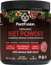 Plantfusion Organic Beet Root Powder - Superfood Beet Supplement untuk mendukung Blood Flow & Circulation - Difermentasi Whole Food None-GMO, Vegan-Free, 6.34 oz 30 Servings