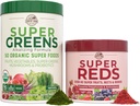 COUNTRY FARMS Estims Pack, Super Greens Powder dan Super Reds, Dikemas dengan 50 Organic Super Foods dan 40 Super Fruit, Natural Energy, Bloating Dups, Unflavor & Berry, 17.7 oz, 2 Pack