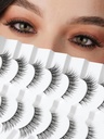 Natural Cat Eyelashes False Wispy 14mm Palsu Eyelaps Natural Look 0.1MM Lap Strip Band Thin Pack C Curl Palsu Eyelases Wimpy Cat Eye Lashes 3D Volume Siligli Lashes 7 Pair