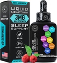 Liquid Melonatin untuk Dewasa dan Anak-anak - 3mg Ekstra Kekuatan Cair Sublingual Melonalin untuk Anak-anak dan Dewasa - Tidur Cepat Lipomal Drops - Alami Raspberry Flavor Tidur - 60ml