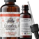 Licorice Tincture, Organic Licorice Extract (Glycyrrhiza Glabra) Root Kering, Herbal Suplemen, Non-GMO di Cold- Press Organik Glycerin 2 oz, 670 mg