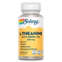 SOLARAY L-Theanine 200mg with Green Tea - Healthy Mood, Relaxation and Occational Stress Support - Lab Verified, Vegan, Gluten Free - 45 quisings, 45 veaccaps