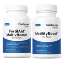 FertiIAid untuk Men and MotilityBoost Combo, Prenatal Vitamin and Male Fertility Suplement untuk Mendukung Cacah dan Motilitas dengan L- Carnitine, CoQ10, Zinc dan More, 150 Kapsul, 1 Bulan Supply