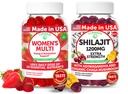 Lunakai USA Made Womens Multivitamin & Shilajit Gummies Bundle - Energy, Immune & Vitalitas Dukung - 60 Non-GMO Gummies