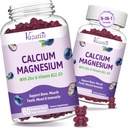2 Pack Calcium Magnesium Zinc Gummies dengan Vitamin D3 & B12, Suplemen Bebas Gula untuk Pria Perempuan, Vegan Blueberry Flavor