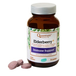 Kuantum Kesehatan Elderberry + Lozenges 124; Raspberry 124; Menyediakan dukungan Imune yang kuat; Diproduksi dengan Echinacea dan Vitamin C 124; 36 Cacah