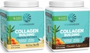 Chocolate & Vanilla Vegan Protein Powder Set 2.4; Bundle & Save 124; Plant Based Collagen Booster 126; Non-GMO No Ditambahkan Sugar Soy atau Dairy (20 Servings Chocolate, 20 Servilla)