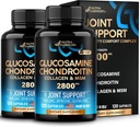 Glucosamin Chondroitin MSM Collagen 124; Gabungan Dukungan Support 2800 mg 124; Dibuat di USA AS 124; Fleksibilitas Nutration Vitamin 124; untuk Pria & Women, Paket 2