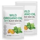 2 Pack Oil dari Oregano Softgeels, Oregano Oil Capsules, 165mg Carvacrol, 2 dalam 1 Formulated Oil Oregano dengan Minyak Benih Hitam 200mg, Oregano Persediaan Minyak Capsules