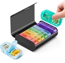 Zannaki Metal XL Weekly Pill Organizer 2 Kali sehari, Large Travel Daily Pill Box 7 Day, Portabel Minggu Dua kali Kontainer Pill Holder, Kasus PM Pill Kasus untuk Obat Obat Obat Obat Perobatan Vitamin, Hitam
