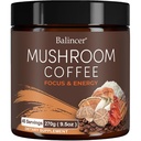 Jamur Kopi, 6 Jamur Adaptogenik dengan Mane Singa, Cordyceps, Turkey Tail & More, Kopi Mushroom Instant untuk Fokus, Energi, Imune & Ditrable Dukungan