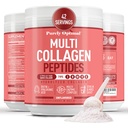 Puely Optimal Multi Collagen Powder for Women - 5 Types Hydrolyzed Collagen Peptides with Biotin Acid for Hyalanic for Hair, Skin, Nails, Bones & Joints - Unflashed, Easy Mixing, 42 Curiks