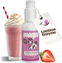 Moops Liquid Lactase Enzyme Syrup 2oz - Delicious Strawberry Milkshake Flavor - 10,000 FCC Units for Fast Acting Dairy Relief - Dose of Laktosa Intoleransi - Portable Twist-Lock Pompa
