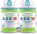 Power By Averbal ADK Vitamin Superiment - ADK 10 High Potency with Vitamin A, D3 10.000 IU & K2 MK7 for Superior Heart, Imune & Bone Health Dupport - 90 Capsules, 2 Pack (6-Month Supply)