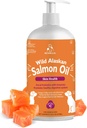 Minyak Salmon liar Alaska untuk Anjing & Kucing, Omega-3 Tambahan Minyak Ikan dengan EPA & DHA, Dukung Kesehatan Skin, Coat Shiny, Relief Gabungan & Allergy - Pompa Botol 16oz