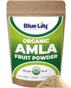 Blue Lily USDA Organic Amla Powder (Amalaki / Indian Goseseberry) 16oz (1lb) Resleable Kraft Bag, 100% Pure Amla Berry Powder, Kaya dalam Antioksidant Vitamin C, Mendukung Sistem Imune Kesehatan