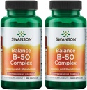 Swanson B-50 Kompleks - Vitamin Tambahan Energi & Metabolisme Dukungan - May Dukung Heart Health & Memory - (100 Kapsul) (2 Pack)