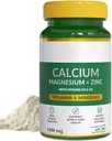 Kalsium Magnesium & Zinc Tablet dengan Vitamin D3 & K2 (600 IU), Tambahan Kalsium untuk Perempuan dan Pria, untuk Kesehatan Otot