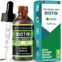 Ekstra Kekuatan 10 juta mcg Biotin Liquid Drops dengan Organik Berry Flavor 124; 60 Servids 14; Vegan Formula Supports Rambut Pertumbuhan, Nails Kuat, Skin sehat 124; NO Preservatif Artificial