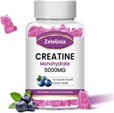 Creatine Monohydrate Gummies 5g for Men & Women, Chewables Creatine Creatine Monohydrate for Muscle Strength & Muscle Builder, Vitamin B12 for Energy Support, Non-GMO, Blueberry Flavor, 60 Count