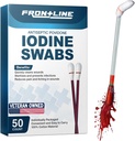 FrontLine Povidone Iodin Swabs, Antiseptic Swabsticks, Idein Solution, Cleansing Cotton Swab, Individually Wraped Medical Supplies, Wound Care, Aid Pertama, Wound Cleaner, Box 50