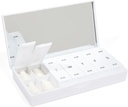 PORT X Polyish Designer Weekly Box Organizer Kotak Pill (AM / PM 2X Daily, Crisp White) Compact, Stylish 7-Day Proplement Case Vitamin 124; Cute Portable Mini Travel Medical Carrier 124; BPA-Free Pilbox Caddy
