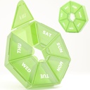 Weekly Pill Organizer, 2 Pack Portable Pill Box Medicine case 6 Colors (Seven Day) New Edition for Vitamin / Fish Oil / Pills / Suplemen-Arthritis Friendly (Green)