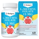15mg L Methylfolat (5- MTHF) - Active Folic Acid- Enriched with Vitamin B6 dan B12-60 Vegetarian Capsules - Non-GMO, Gluten- Free