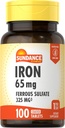 Tambahan Besi Sundance Ferrous 325mg 124; 100 Tablet 124; Vegetarian, Non- GMO, dan Gluten Bebas