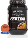 Bundle Nutrition di seluruh dunia: Black Magic Multi- Source Casein Poundder- Wey, Egg Albumin Enzymes, Mivine Casein & MC-Muscle Mass Gaining Bodybuilding- Chocolate PB Puffs 2LB & Keychain
