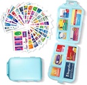 Pill Organizer dengan Medicine Label 161 Label Travel Daily Pill Container Mini Medication Organizer Travel Pill Organizer Case Pill 7 (Blue, 1 Pack)