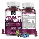 Quercetin Gummies dengan Bromelain 2378mg - Blend with Elderberry, Echinacea Purpurea Ektract, Zinc, Vitamin C, D3, K2, Complex Supports Imune, Cardiovascular & Respiratory, Vegan Gummy for Dewasa & Kid