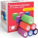 Ever Ready First Aid Self Adherent Cohesive Bandages 3 "x 5 Yard - 24 Count, Rainbow Colors