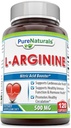 Murni: L-Arginine 500 Mg Capsules, Mendukung Kesehatan Kardiovaskular, Menyediakan Fungsi Kebal Sehat & Hormone Kesehatan, Promotes Sehat (120)